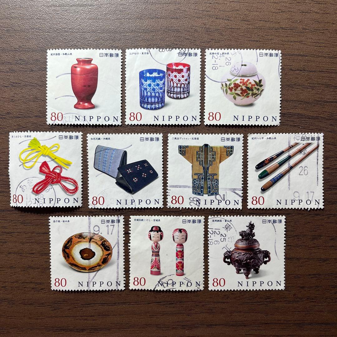日本の古切手　美しい伝統工芸品 その3　10枚