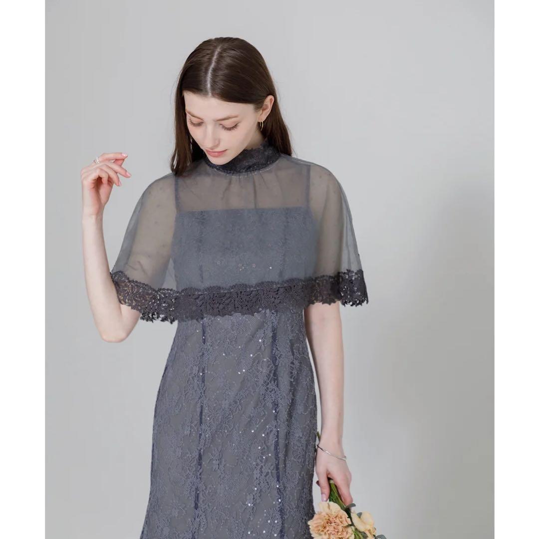 Leja レジャ ハイネック花柄レースボレロスパンコールマーメイドドレス