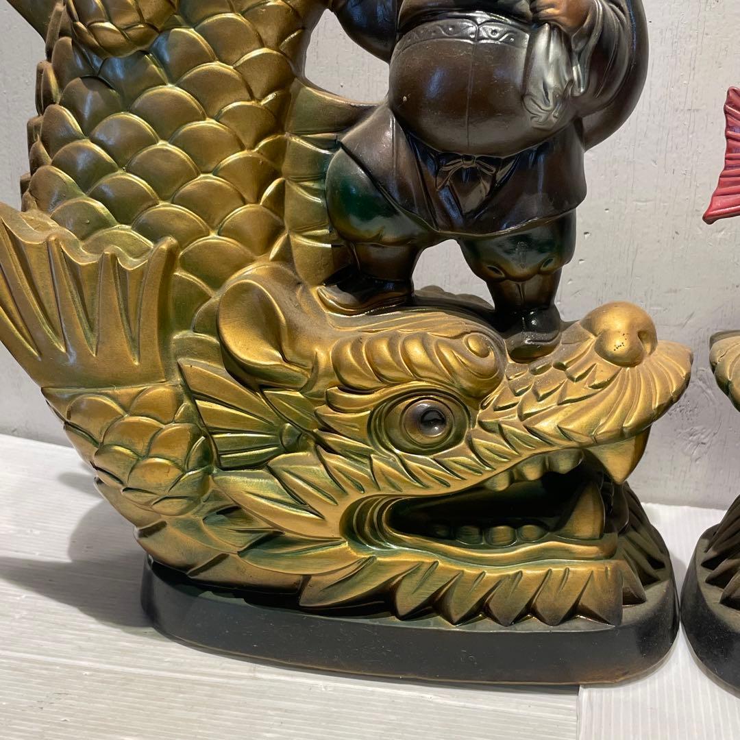 金のしゃちほこ　恵比寿大黒 しゃちほこ 縁起物 陶器　珍品　置物　昭和レトロ