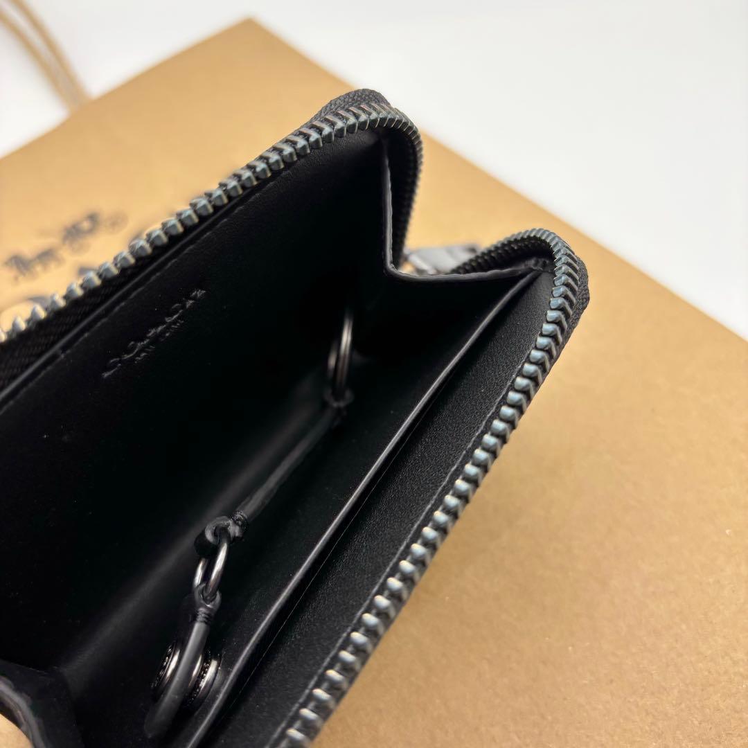 【COACH☆新品】 ジップ キー ケース！ブラック！ペブル レザー！