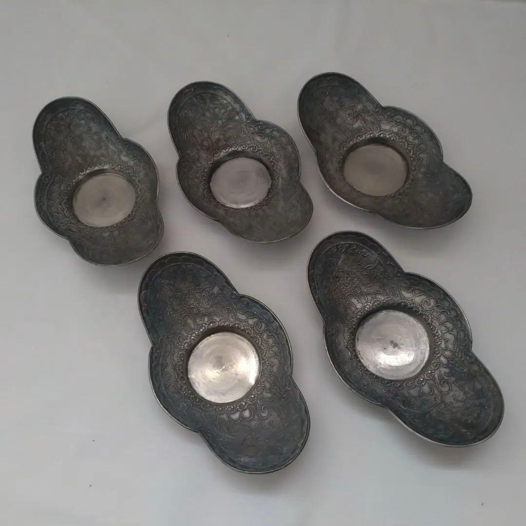 錫　茶托　5個セット　上盛永洋興造