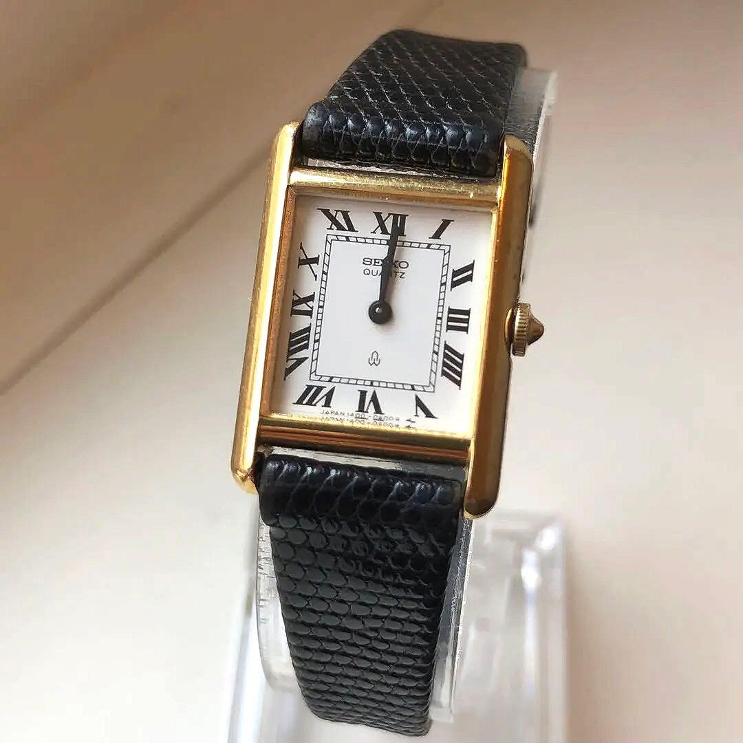 【美品】SEIKO セイコー　タンク　ローマン　稼働品　レザーベルト 時計