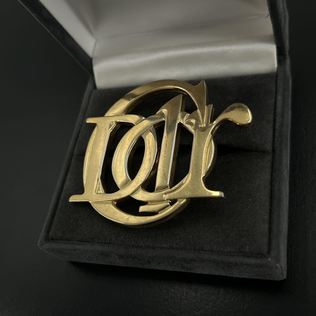 美品　オールド　クリスチャンディオール　ピンブローチ　コサージュ　刻印　ゴールド