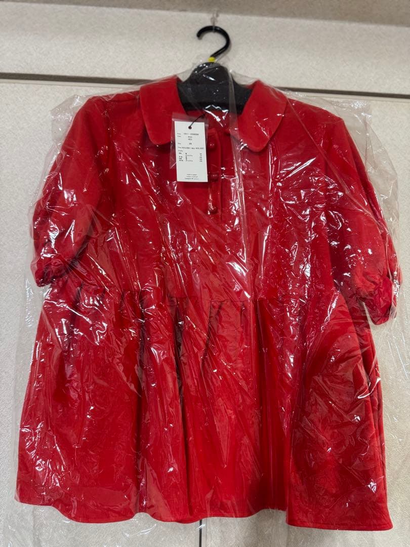 【試着のみ】 yori オーガニックコットンパイルポロカットソー 36 レッド