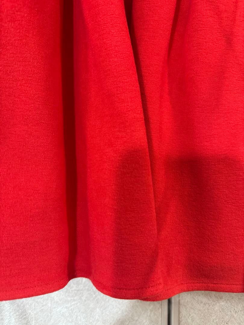 【試着のみ】 yori オーガニックコットンパイルポロカットソー 36 レッド