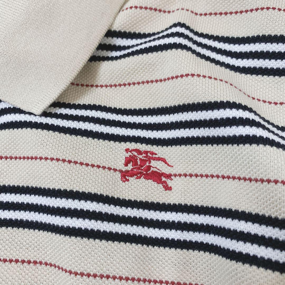 タグ付き美品 BURBERRY ベージュ ノバストライプ ポロシャツ 半袖 15