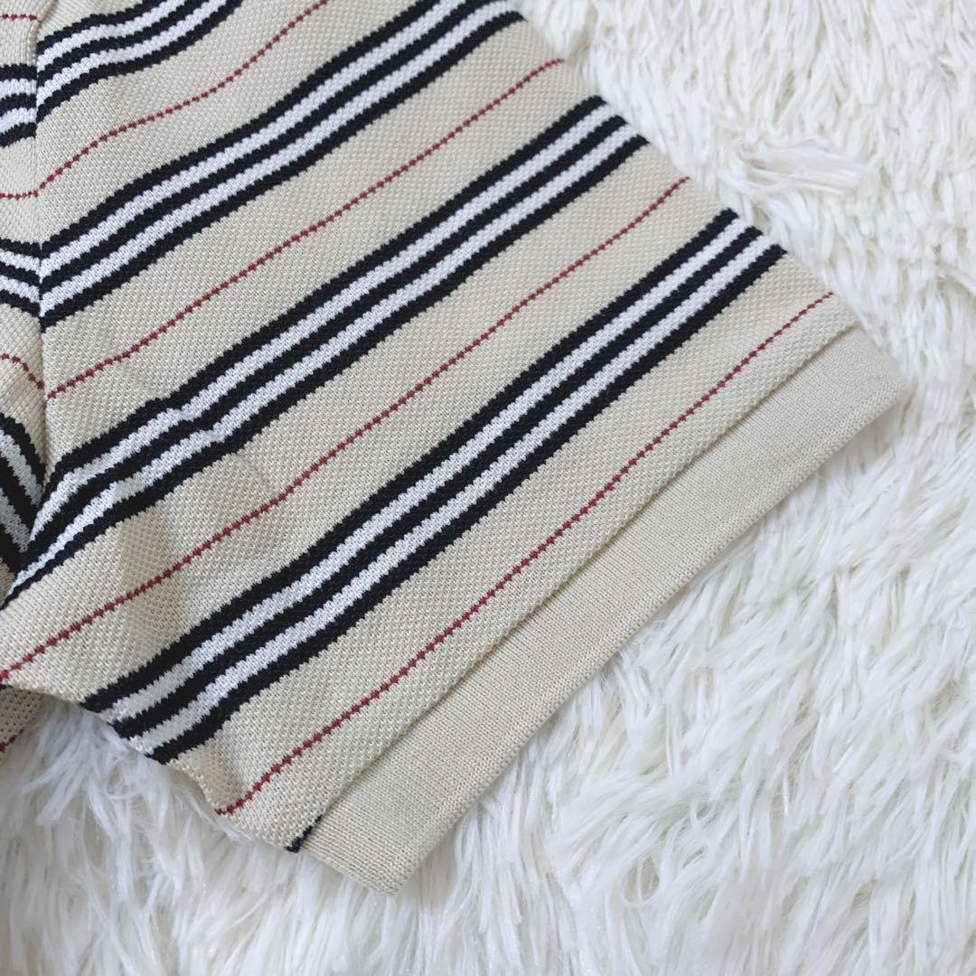タグ付き美品 BURBERRY ベージュ ノバストライプ ポロシャツ 半袖 15