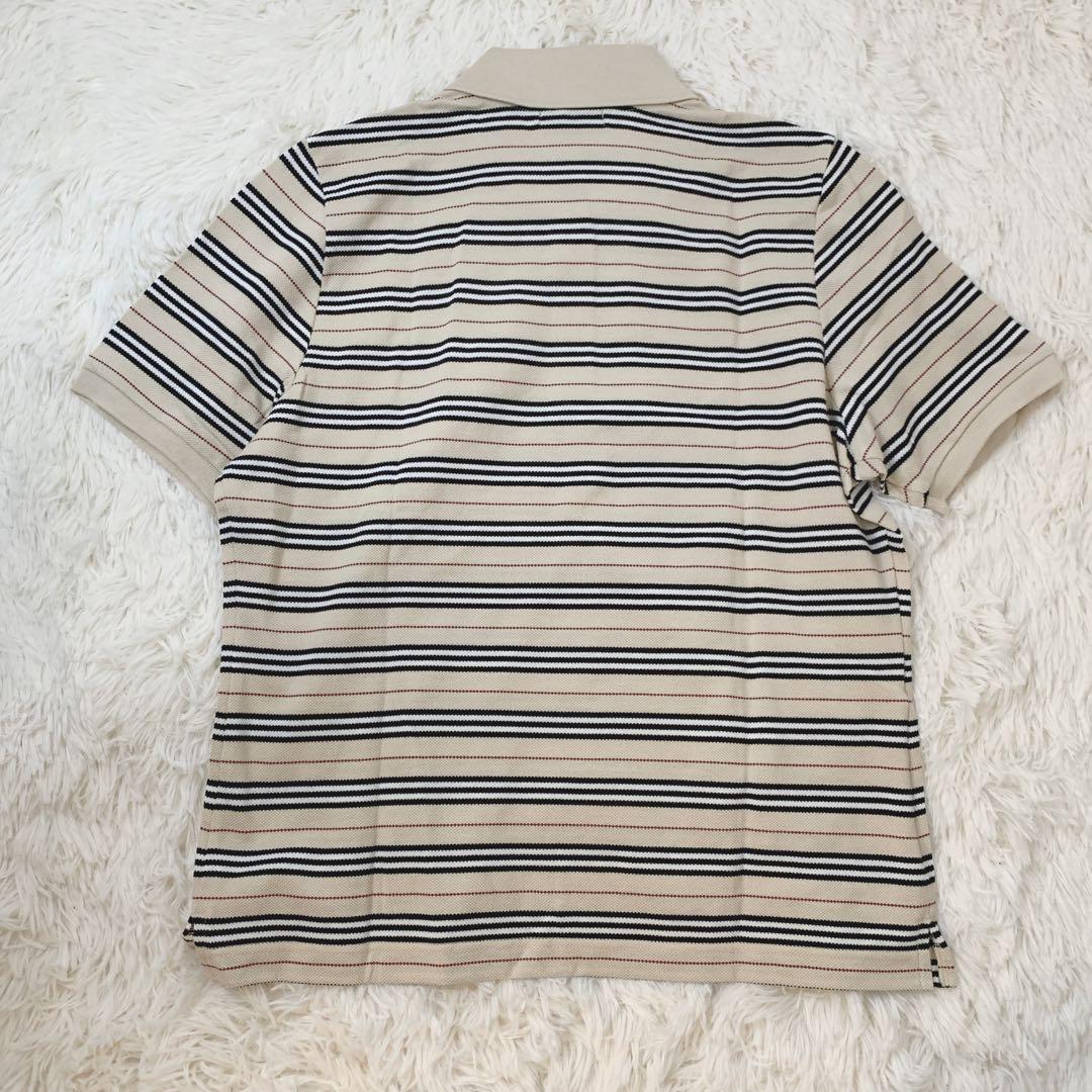 タグ付き美品 BURBERRY ベージュ ノバストライプ ポロシャツ 半袖 15