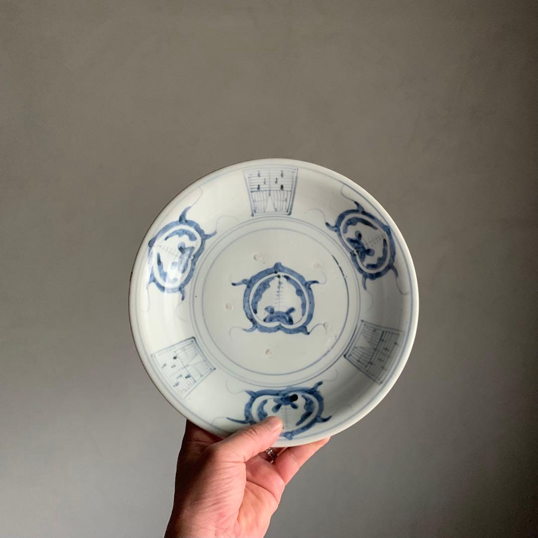 染付 宝珠？文 深皿 中皿 波佐見焼 古伊万里 古道具 古美術 くらわんか手