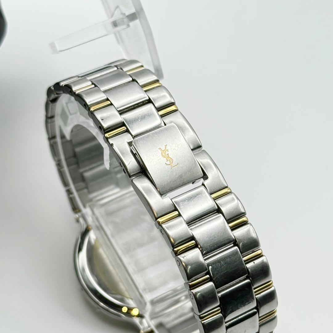 ✨新品電池・稼働✨サンローラン 腕時計 クォーツ ラウンド コンビ 3針時計