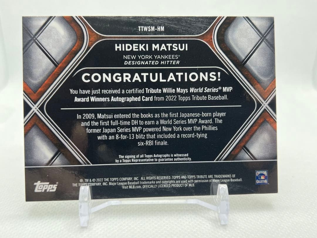 レア2022 Topps Tribute 25シリ直筆サインWS MVP松井秀喜