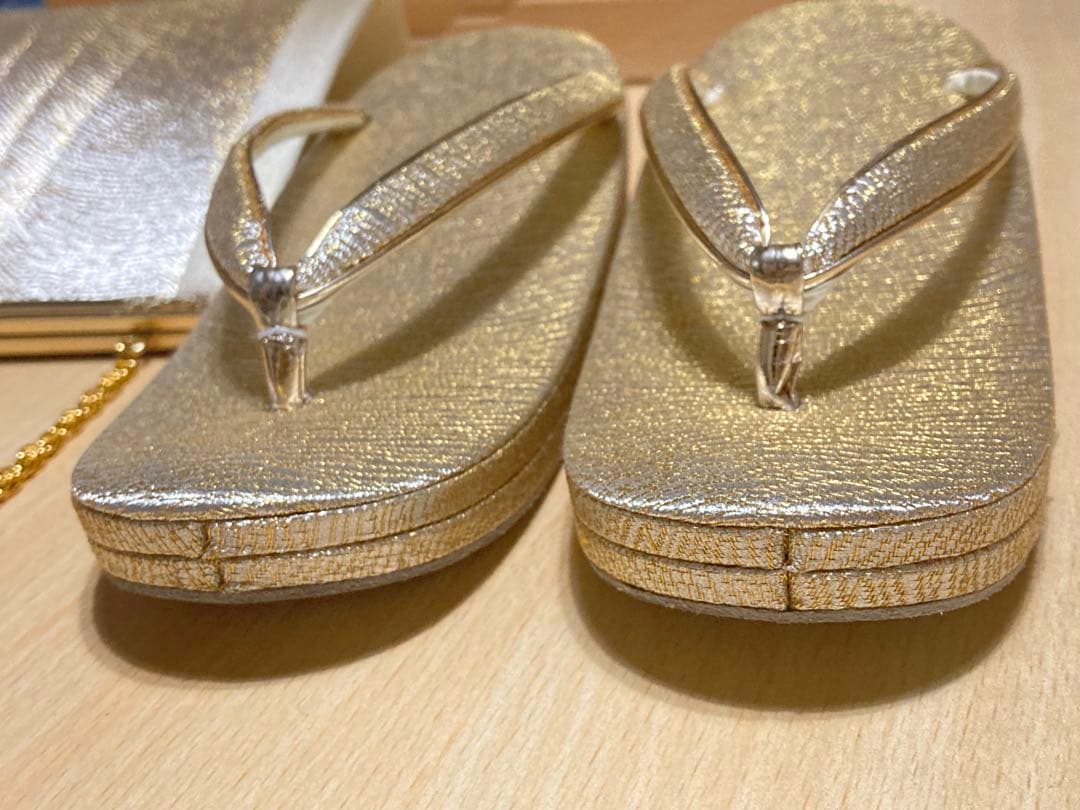 礼装用　佐賀錦の草履バッグセット　シャンパンゴールド　Lサイズ