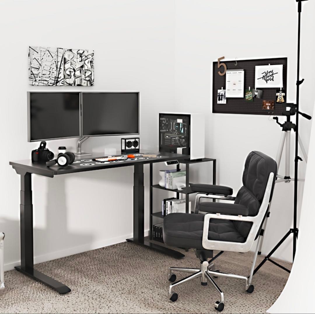 【新品未使用】FlexiSpot電動昇降デスクE7 Pro 黒（脚+天板)