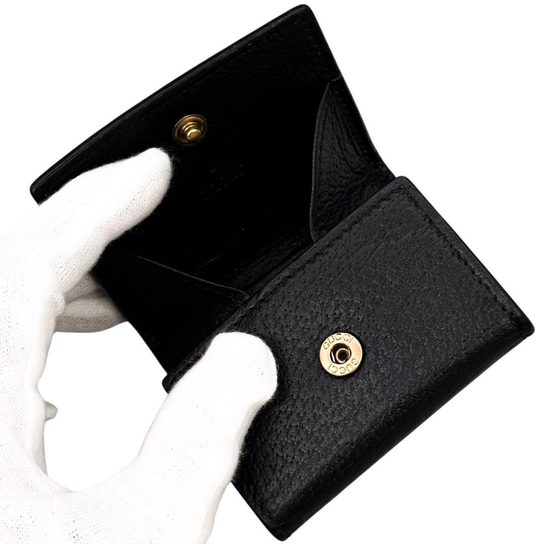 美品 グッチ マーモント ケース 小銭入れ レザー GG柄 ブラック 財布