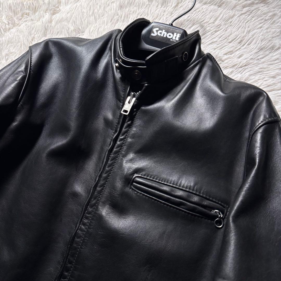 は*れ様 美品✨schott ライダースジャケット　シングル　641 黒　本革