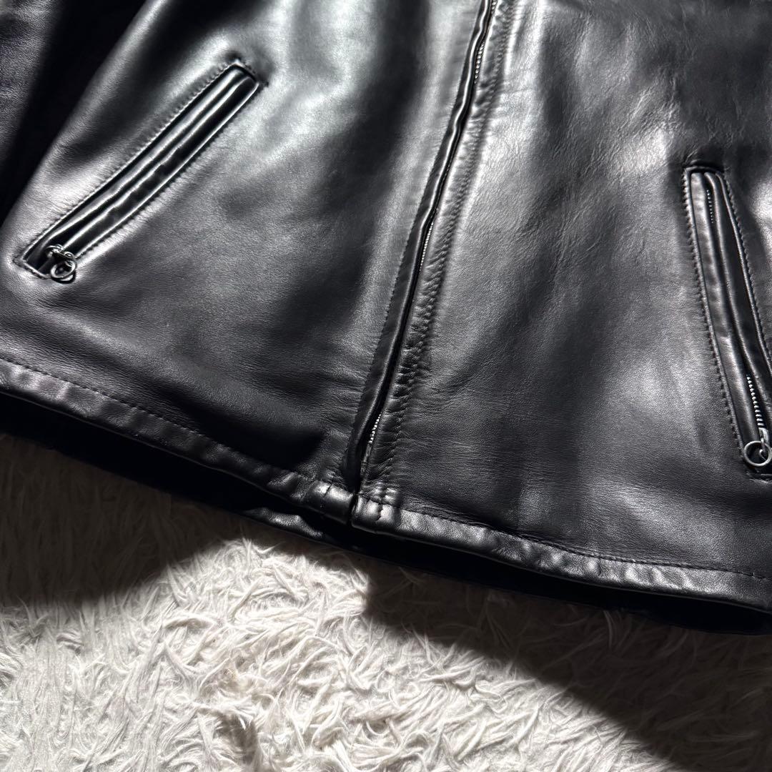 は*れ様 美品✨schott ライダースジャケット　シングル　641 黒　本革