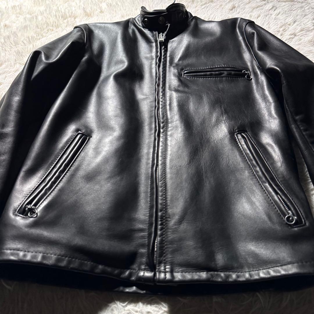 は*れ様 美品✨schott ライダースジャケット　シングル　641 黒　本革