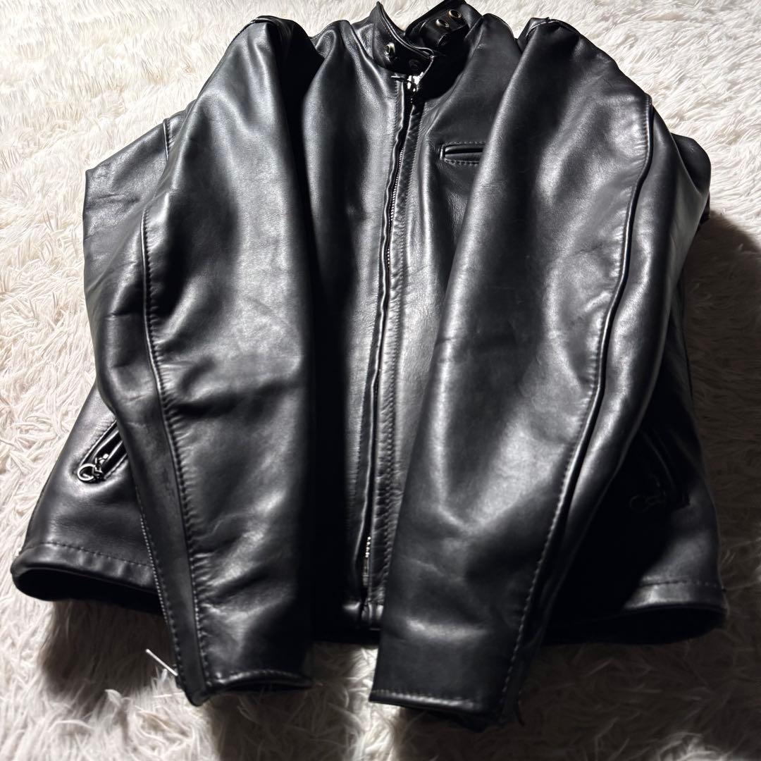 は*れ様 美品✨schott ライダースジャケット　シングル　641 黒　本革