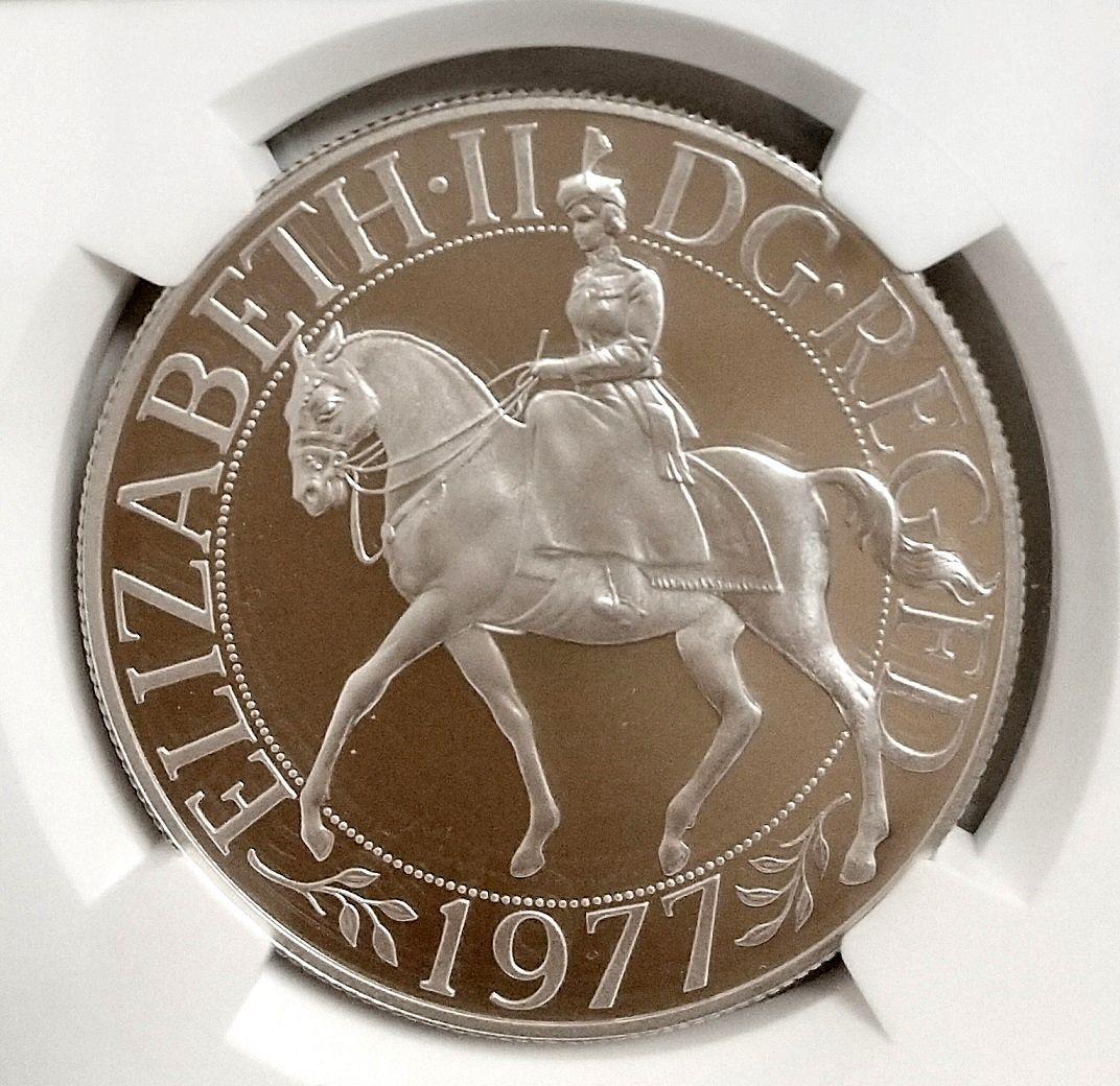 1977年 イギリス シルバージュビリー エリザベス2世 25P 銀貨 PF68