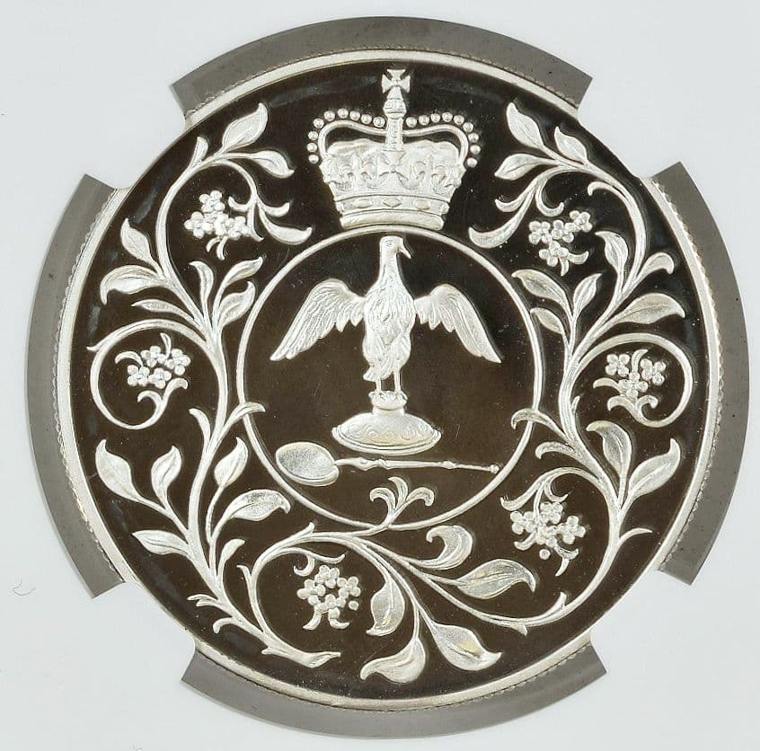 1977年 イギリス シルバージュビリー エリザベス2世 25P 銀貨 PF68