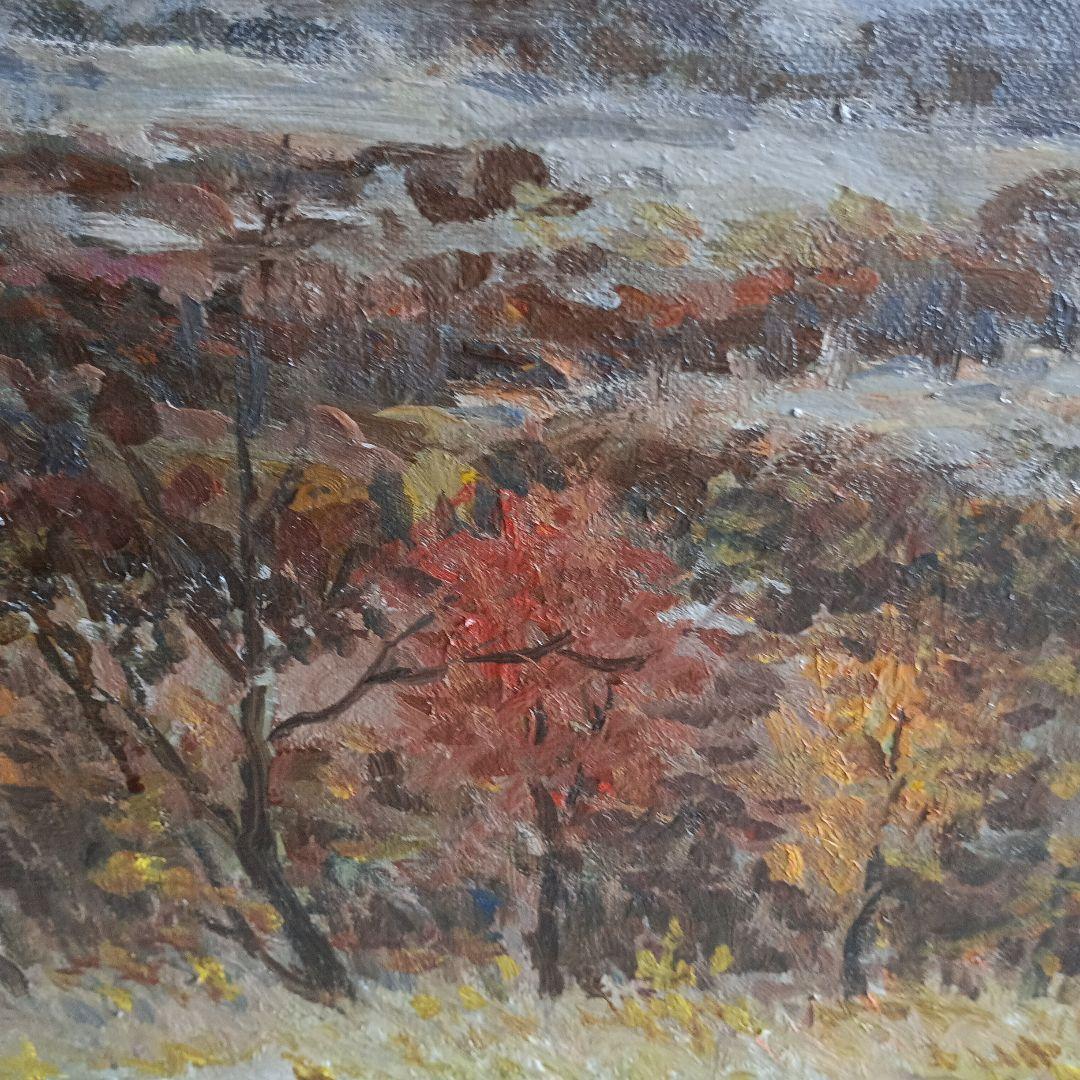 4259）松本竹敏　油絵F１５号「秋の日高連峰」独立美術協会所属