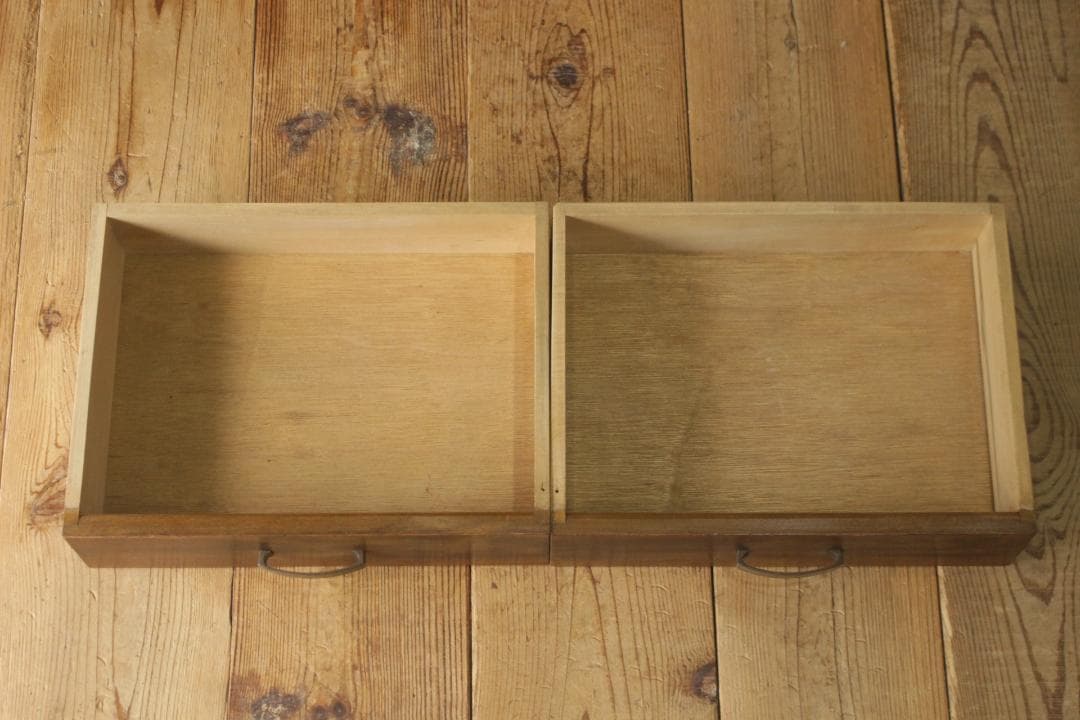 レトロ ガラスキャビネット 本箱 収納 食器棚 ダイヤガラス 引き出し 2杯