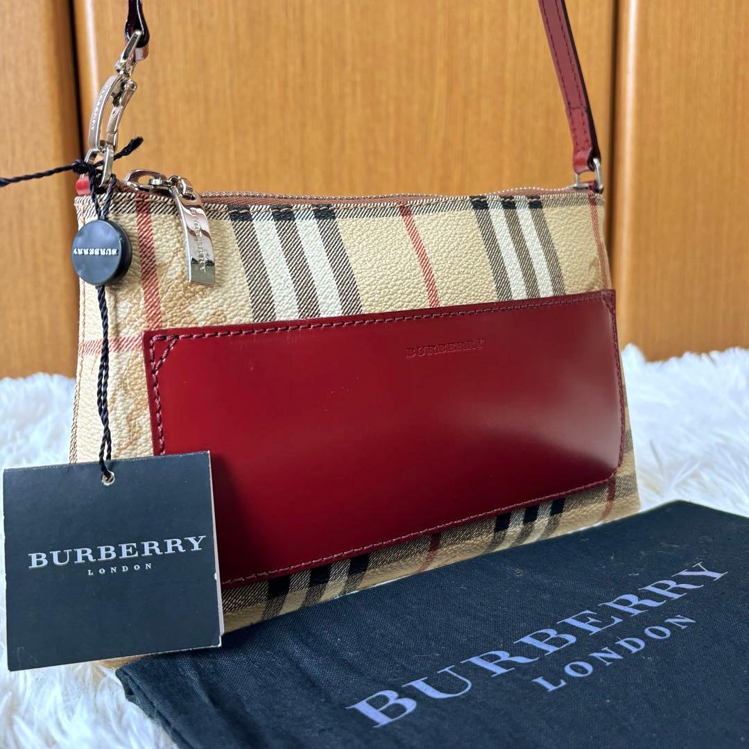 ✨️極美品 バーバリー ノバチェック シャドーホース PVC アクセサリーポーチ
