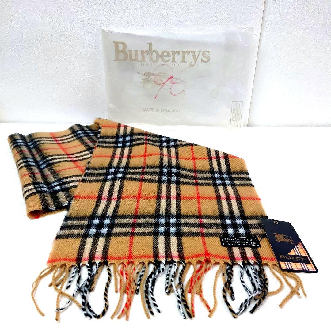 M0107B1 未使用★バーバリーズ ラムウール製 ノバチェックマフラー