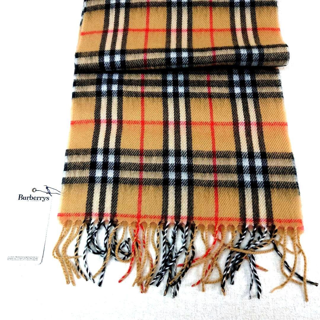 M0107B1 未使用★バーバリーズ ラムウール製 ノバチェックマフラー