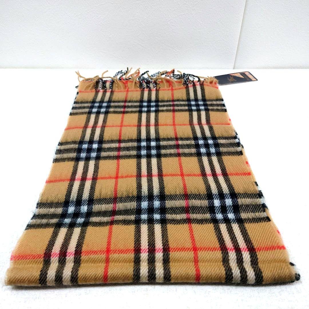 M0107B1 未使用★バーバリーズ ラムウール製 ノバチェックマフラー