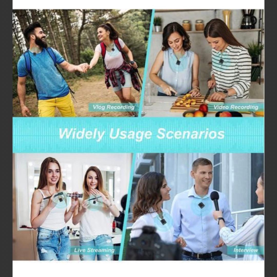 ピンマイクワイヤレスKIMAFUN2.4G無線小型軽量50M伝送距離動画撮影集音
