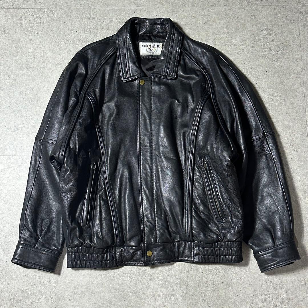 美品 Valentino uomo レザー ブルゾン 44 黒 深水光太
