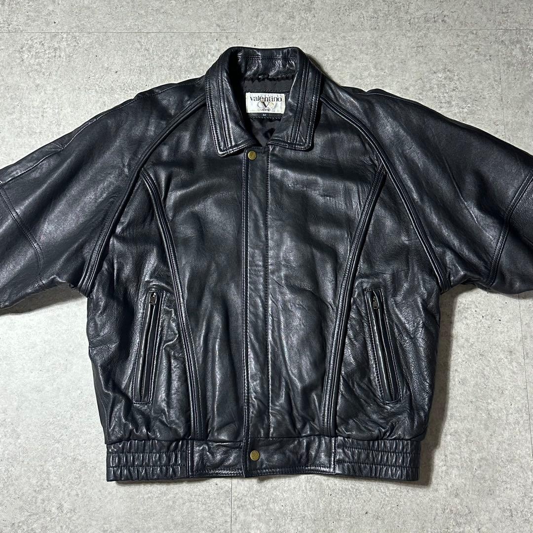 美品 Valentino uomo レザー ブルゾン 44 黒 深水光太