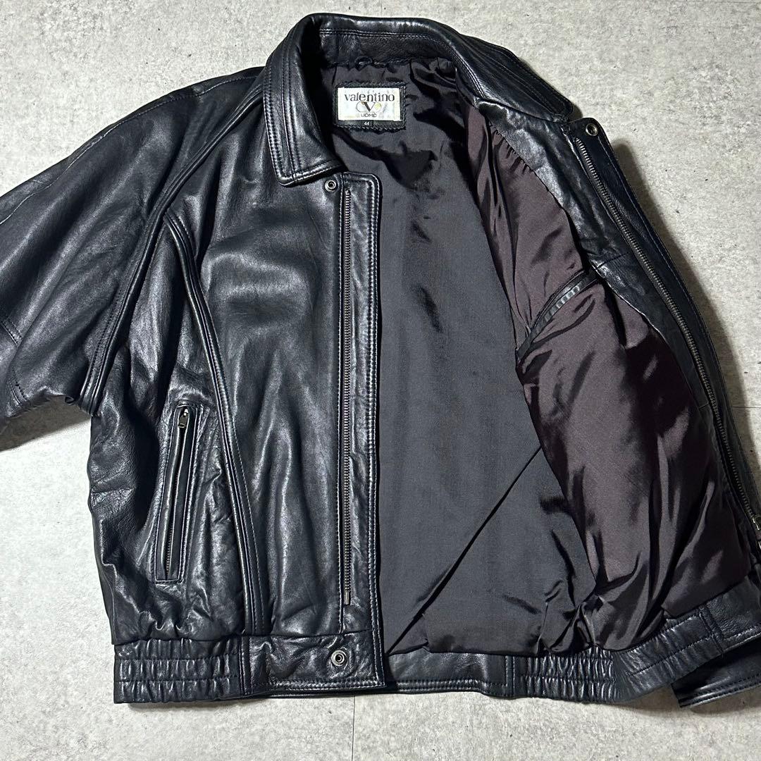 美品 Valentino uomo レザー ブルゾン 44 黒 深水光太