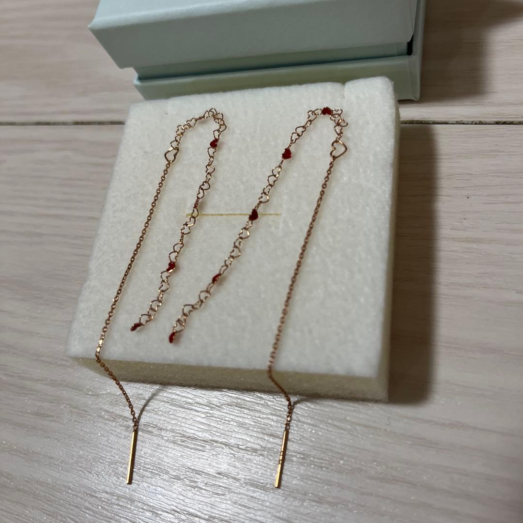 新品　K10 サマンサシルヴァ ゴールド アメリカンピアス ハート　ラブチェーン