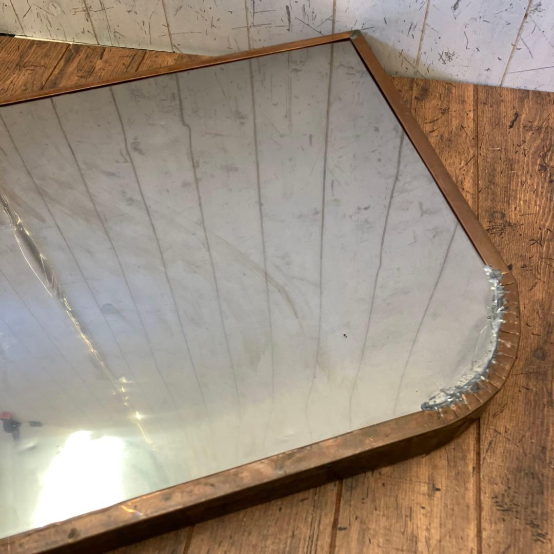 昭和レトロ 銅板台座 飾り台 古道具 高台プレート アンティーク飾り棚 長方形