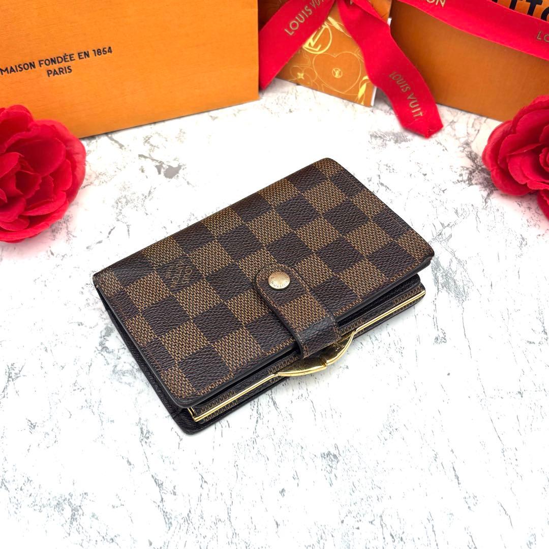 【定価の半額以下】 ルイヴィトン ダミエ ヴィエノワ がま口 折り財布