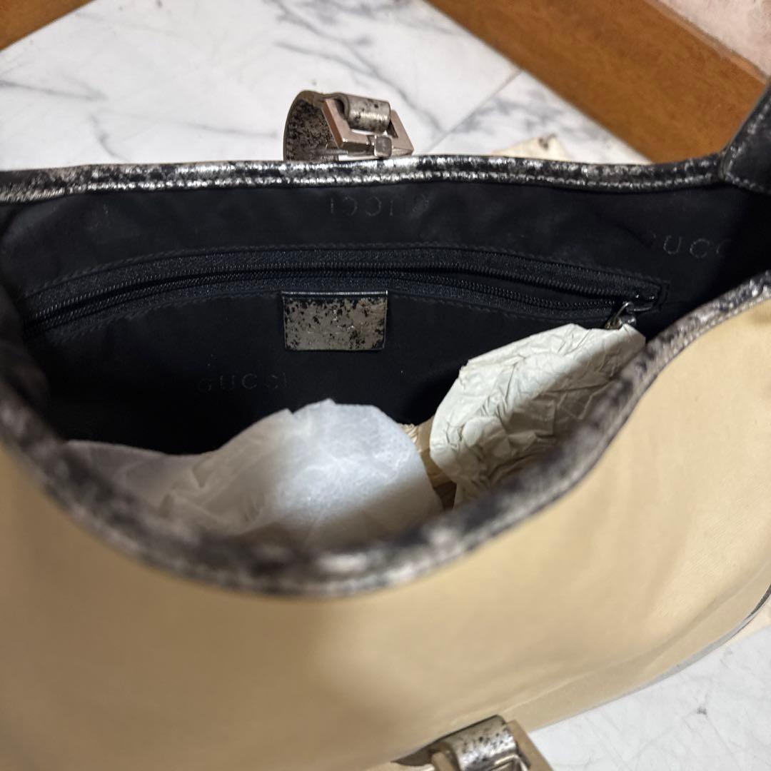P*e様 GUCCI ジャッキー ショルダーバッグ ベージュ/シルバー