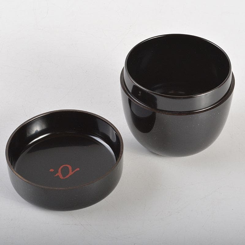 茶道具　岡本漆専堂造　黒漆　瑞祥蒔絵　棗　八幡宗豊花押　共箱　V　6379