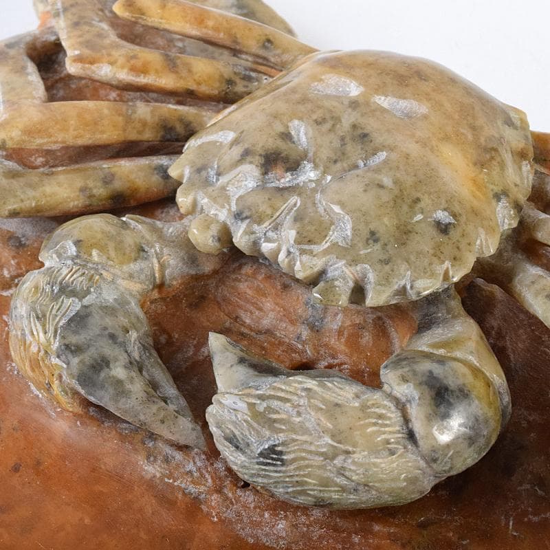 中国　玉石寿山石彫刻　蟹　置物　V　R7799B