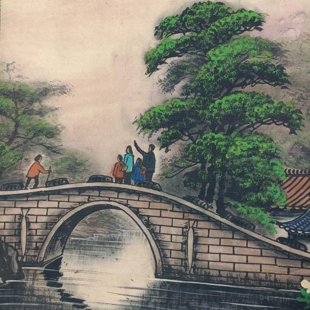 中国水墨画 掛け軸 关山月 山水図 中堂 証書付き 装裱済み／鑑賞用