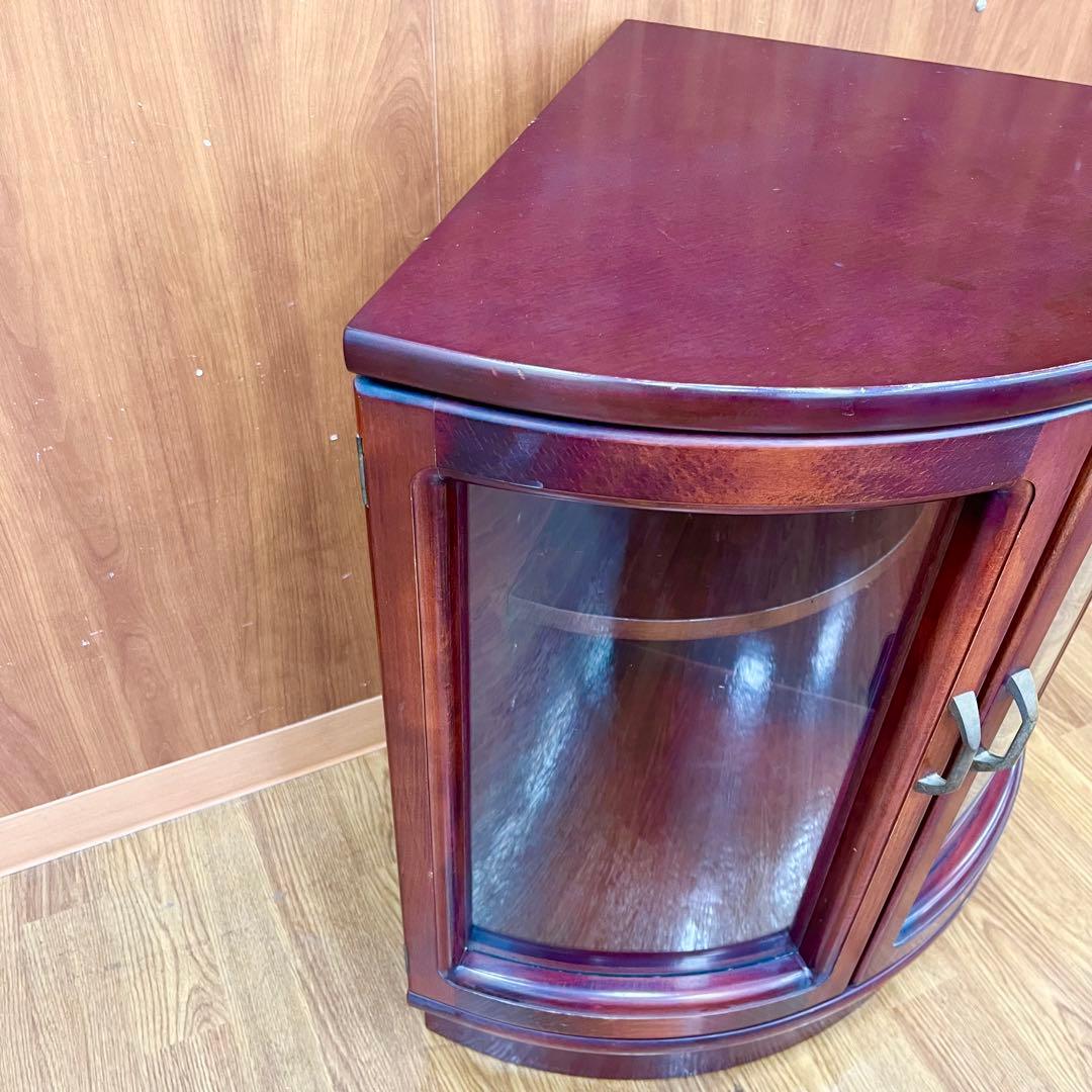 カリモク KARIMOKU コーナーキャビネット ガラス扉 木製 赤茶 オールド