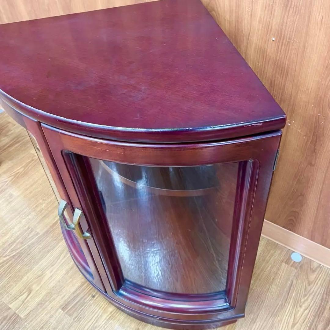 カリモク KARIMOKU コーナーキャビネット ガラス扉 木製 赤茶 オールド