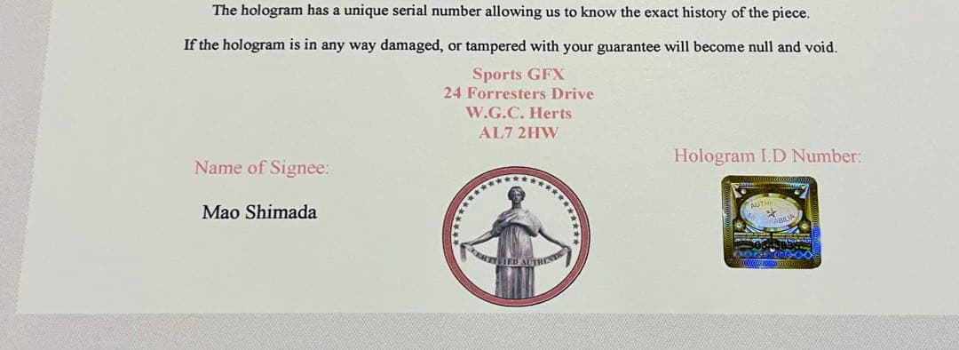 島田麻央 直筆サイン付き写真 世界女王 女子フィギュアスケート　証明書付 1枚