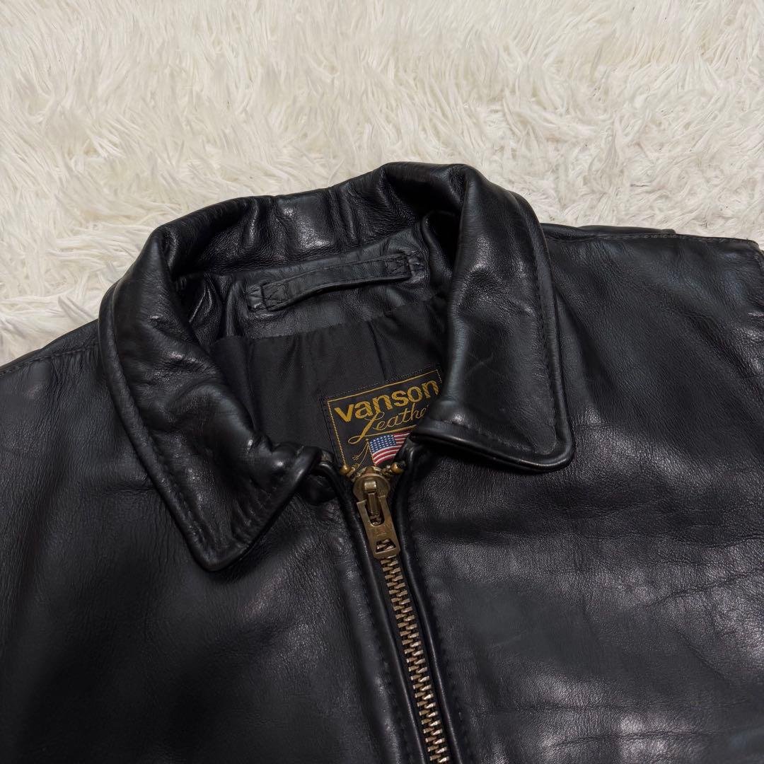 美品Lサイズ相当　VANSON シングルライダースジャケット　レザージャケット