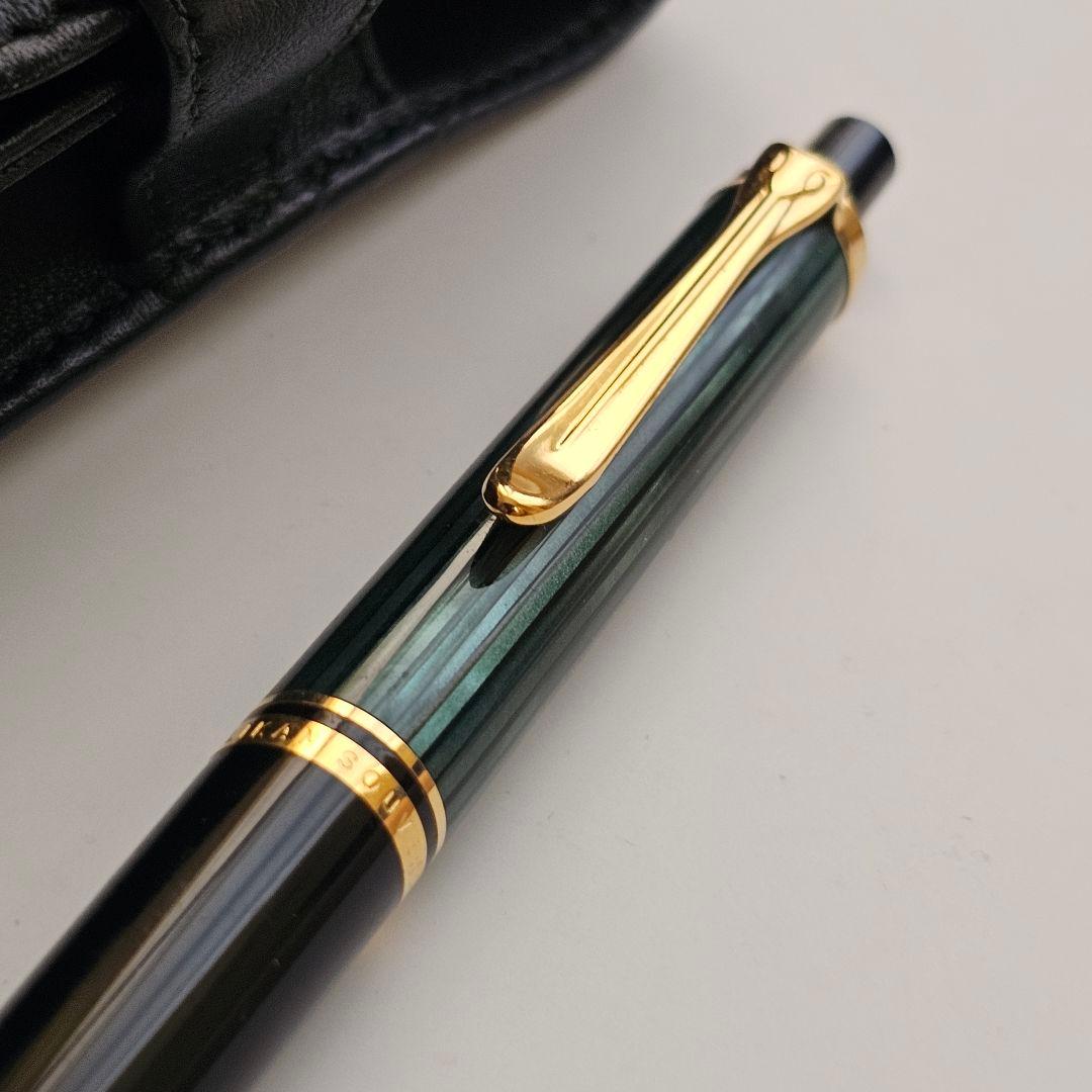 ペリカン D400 スーベレーン 緑縞 シャーペン レザーケース付き