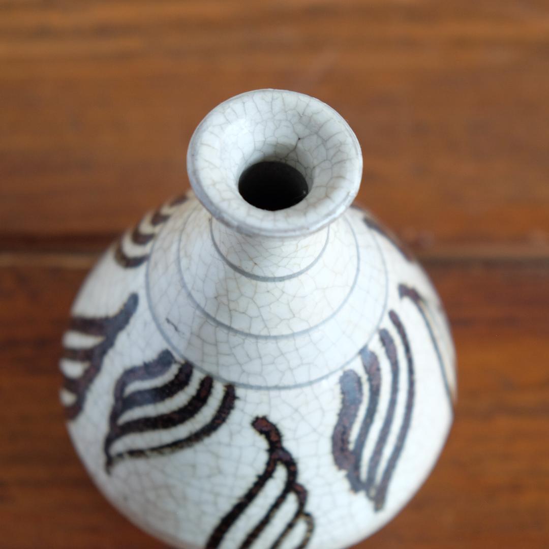 朝鮮／李朝／粉青沙器／鉄絵羽衣手徳利