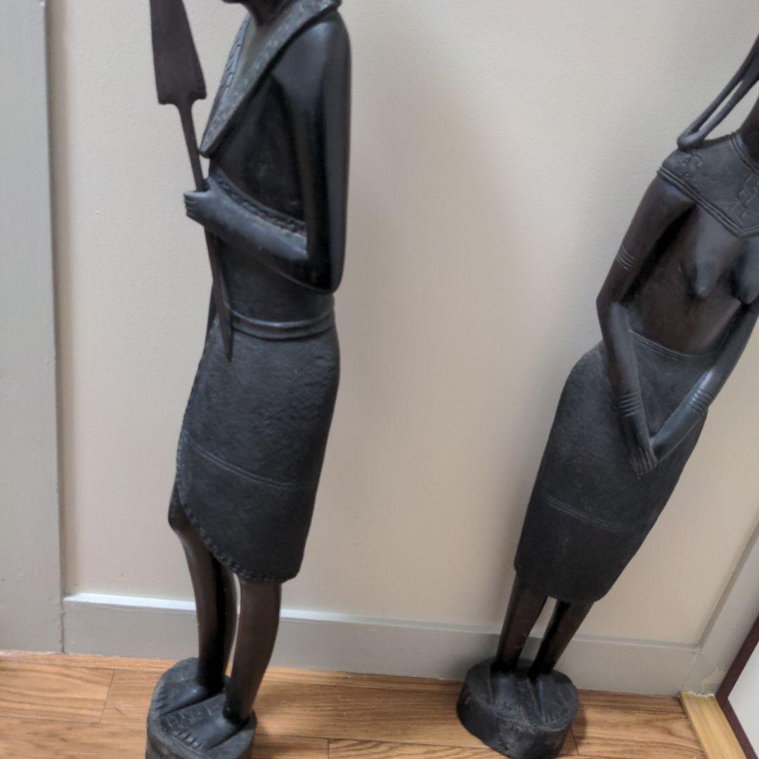 アフリカ木製人形2体