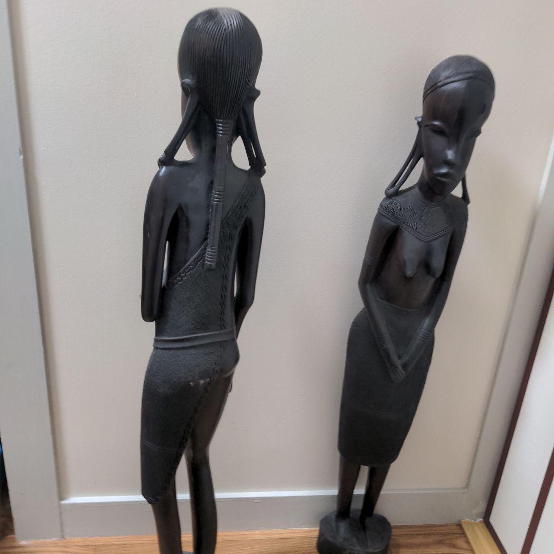 アフリカ木製人形2体