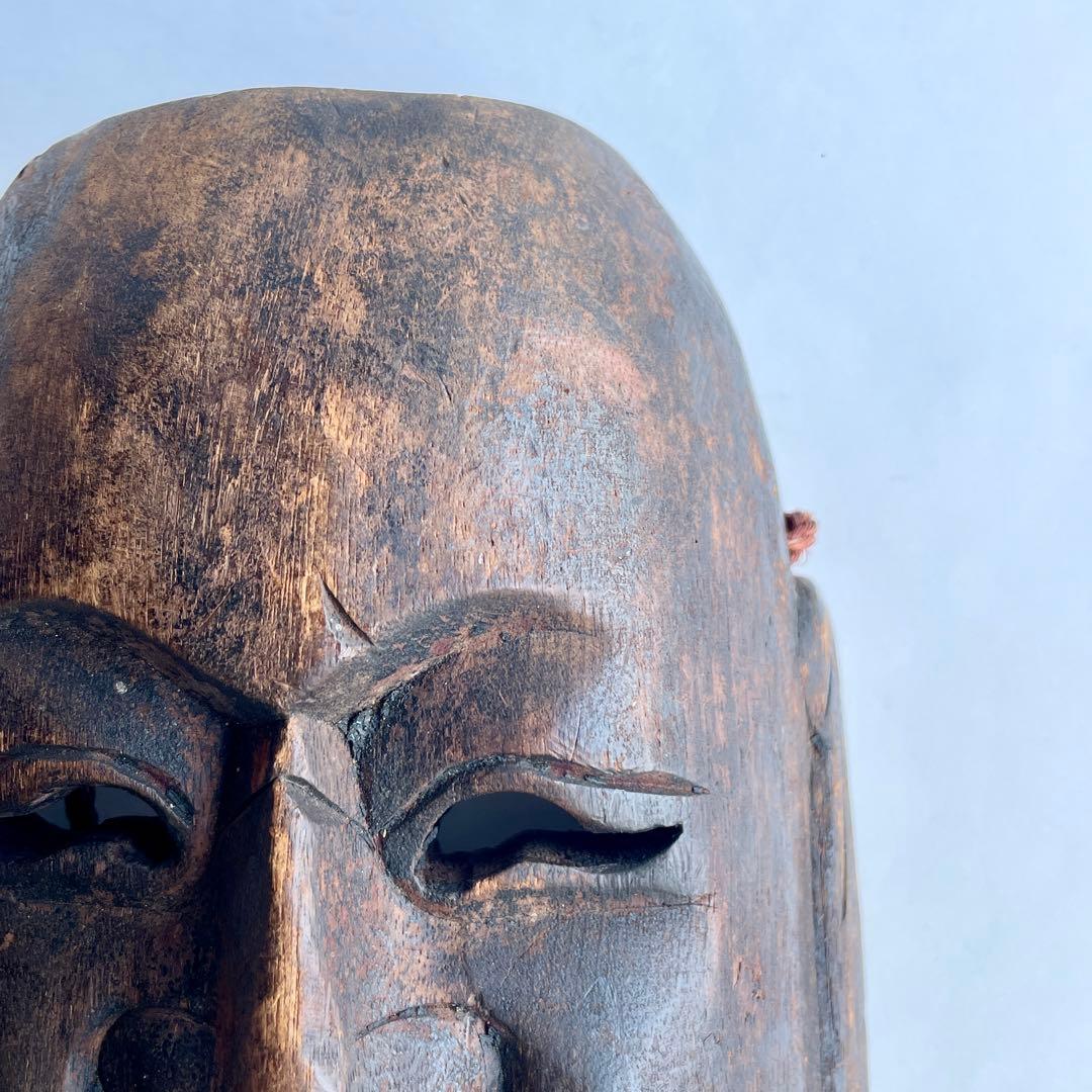 【詳細不明だが古そう】能面 お面 マスク 木彫 彫刻 骨董 古美術